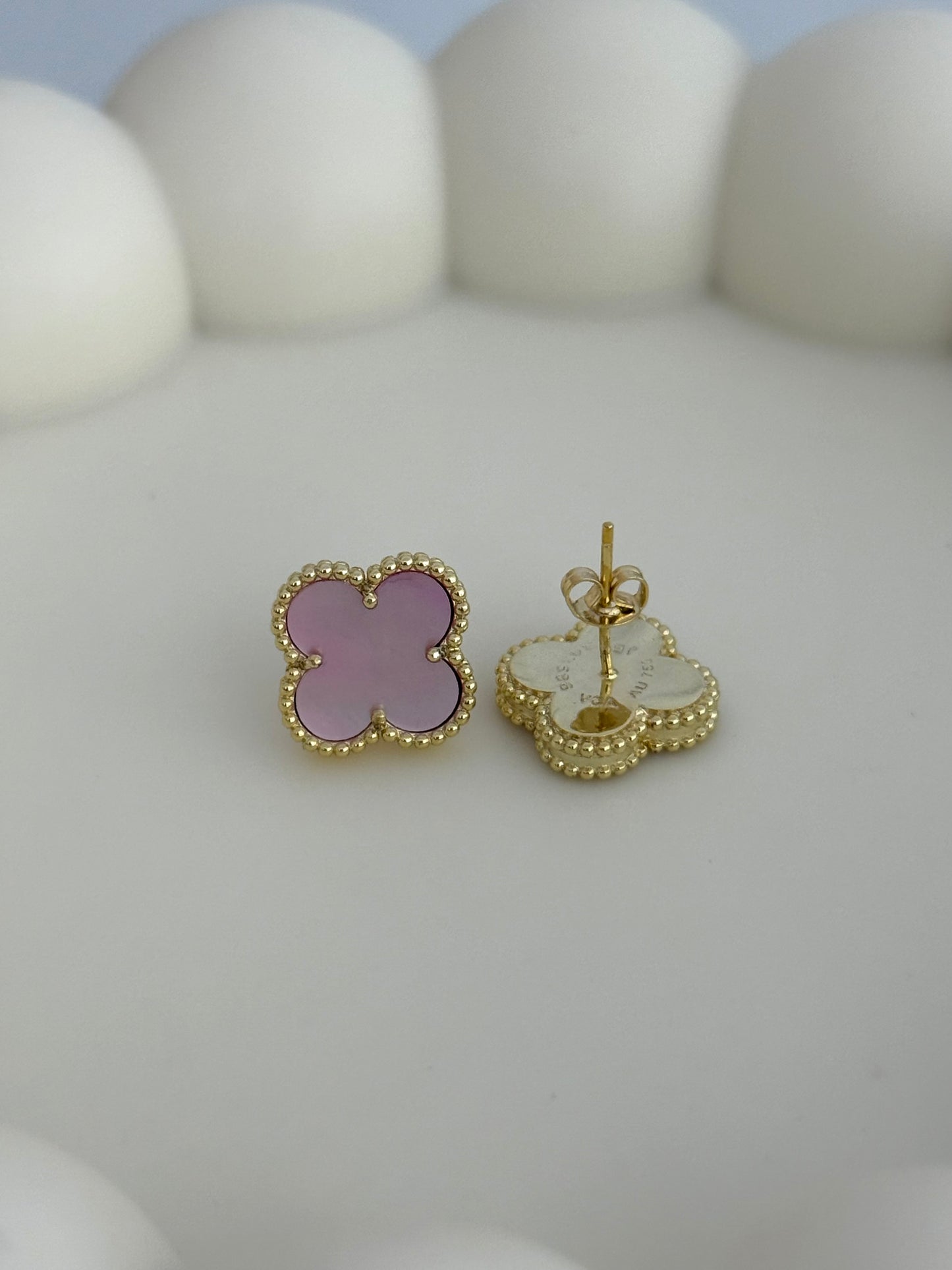 Pink Pearl Clover Earrings