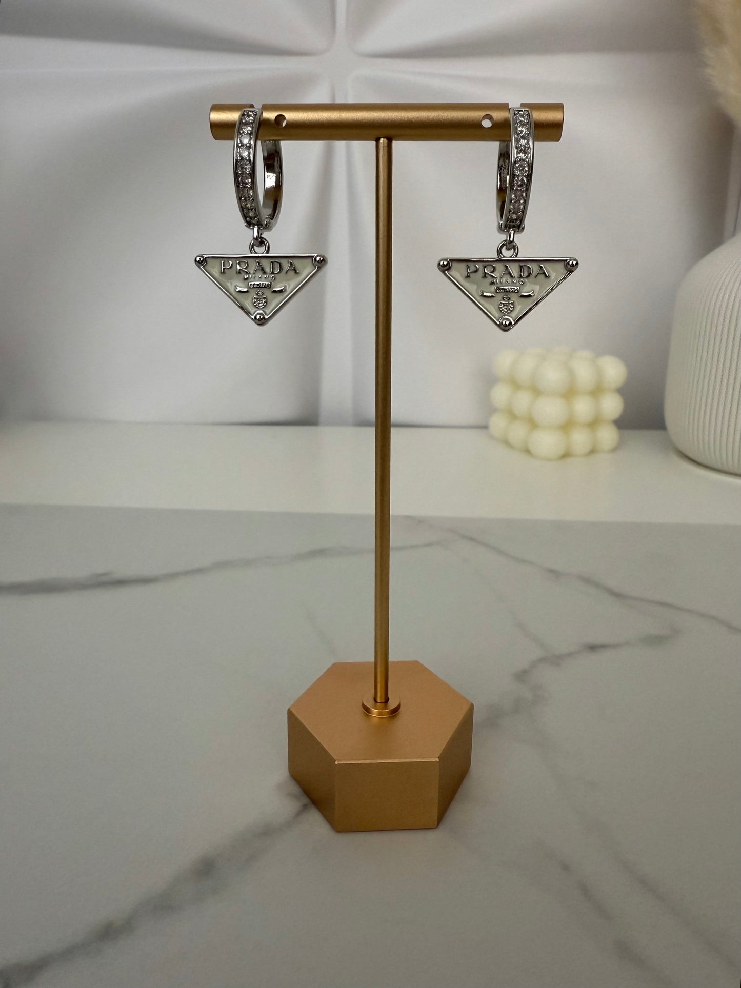 Pr White Earrings