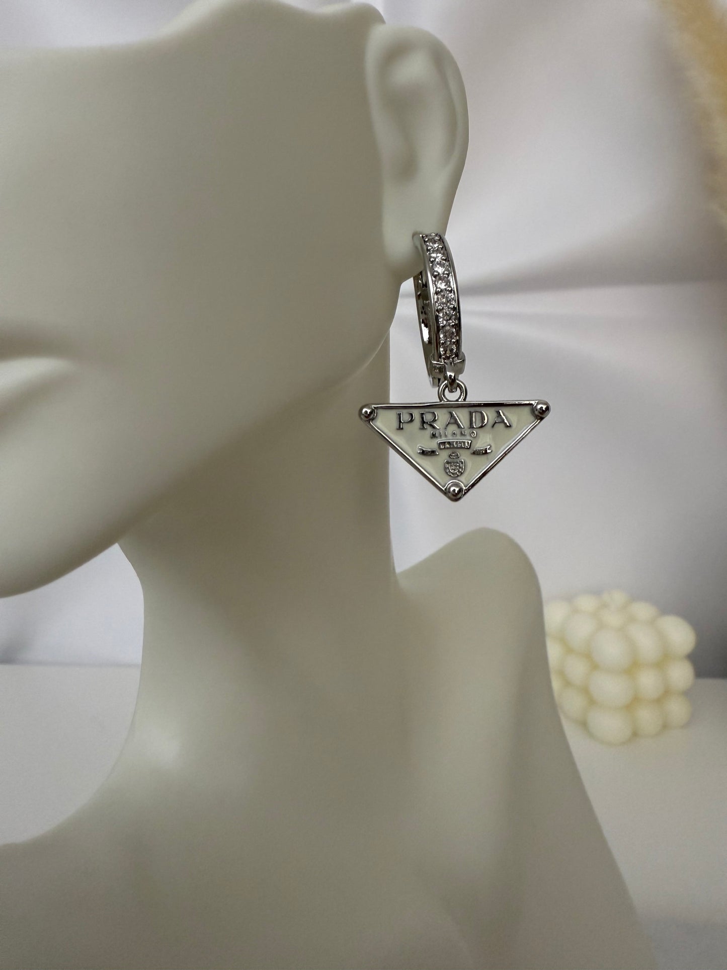 Pr White Earrings
