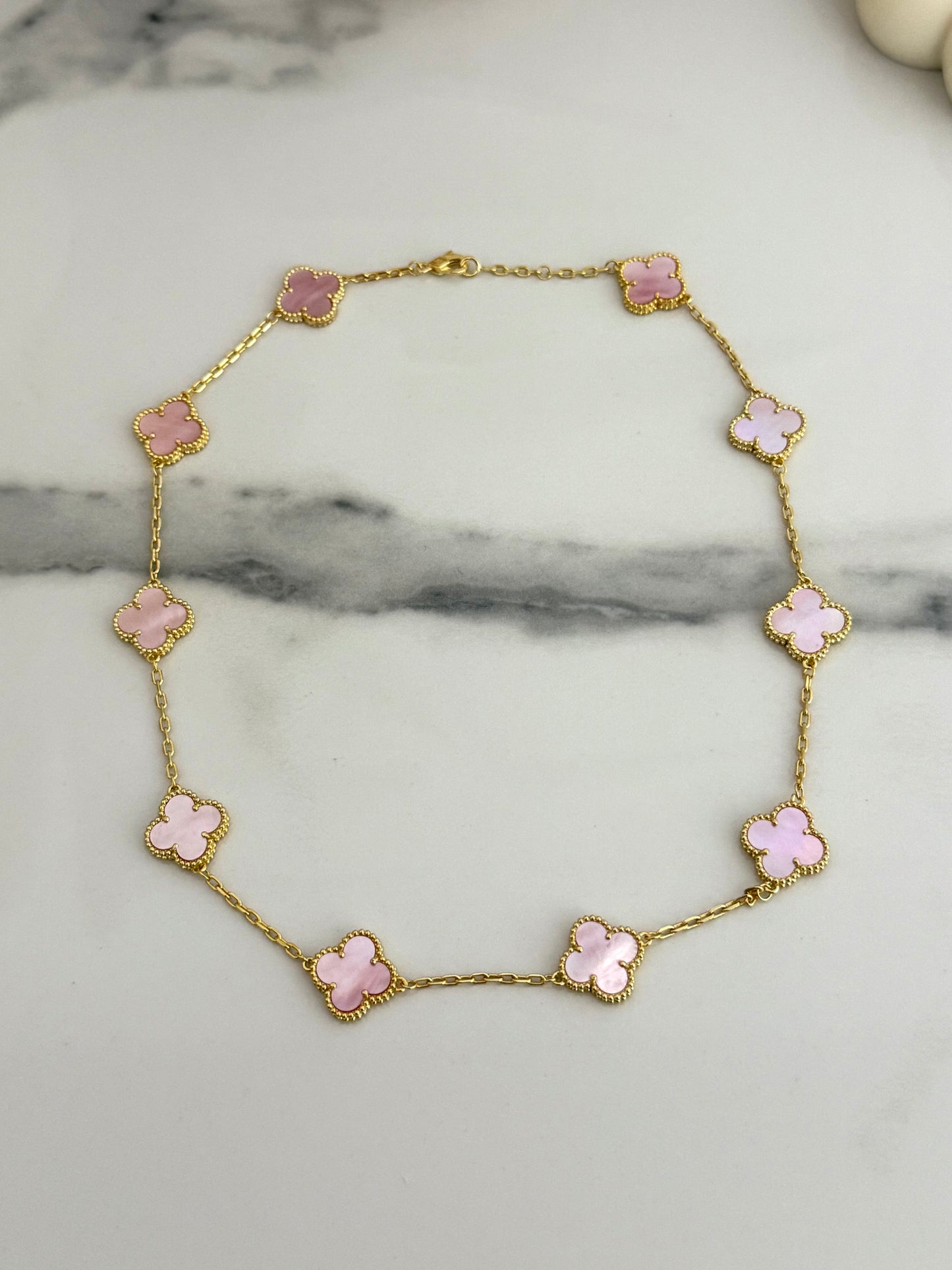 Pink Pearl Clover Necklace