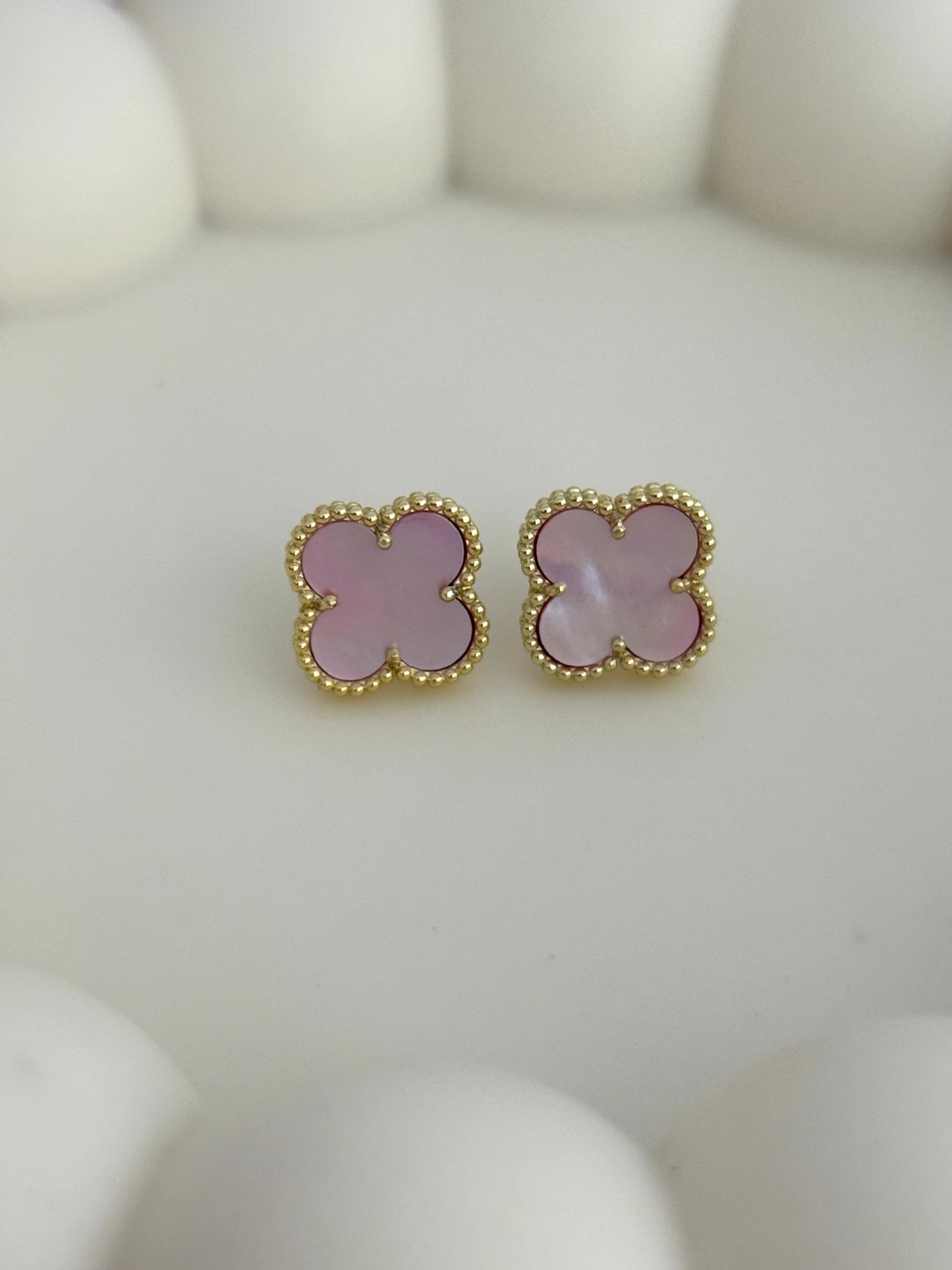 Pink Pearl Clover Earrings