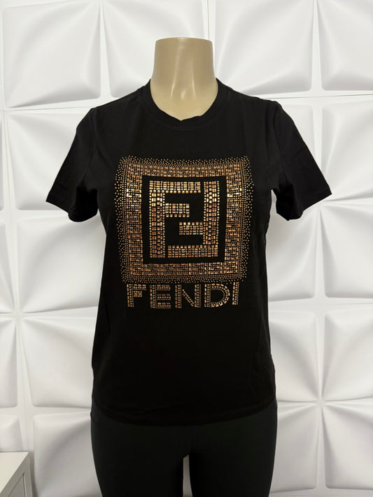 F Rhinestone Crystal Tee